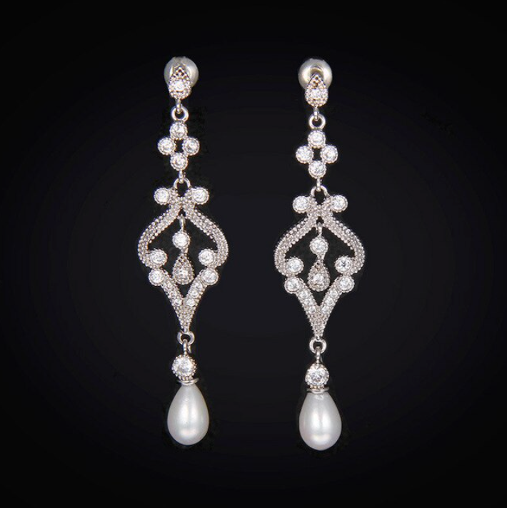 Années 20 Boucles d'oreilles Perle Art Nouveau