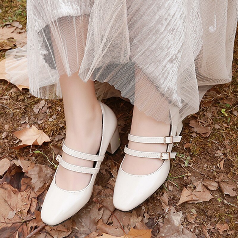 Années 60 Chaussures Mary Jane Double Bride