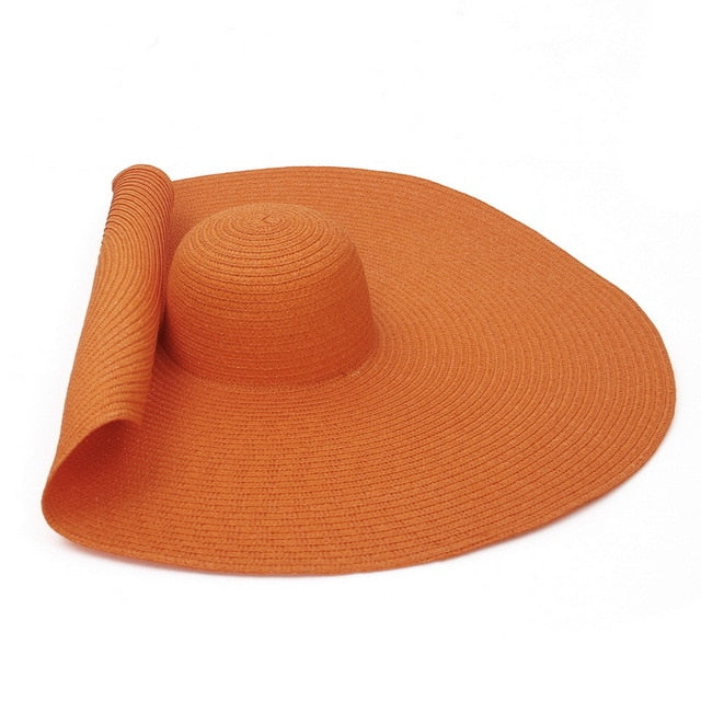 Années 70 Chapeau de Paille Bohème Orange - Ma Penderie Vintage
