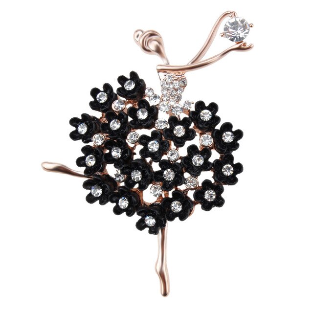 Années 50 Broche Figurative Strass Pin Up Ballerine - Ma Penderie Vintage